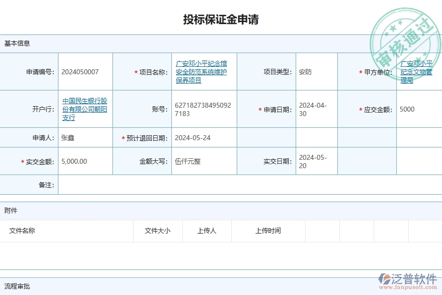 三、泛普軟件-安防工程企業(yè)管理系統(tǒng)中投標(biāo)保證金的核心功能