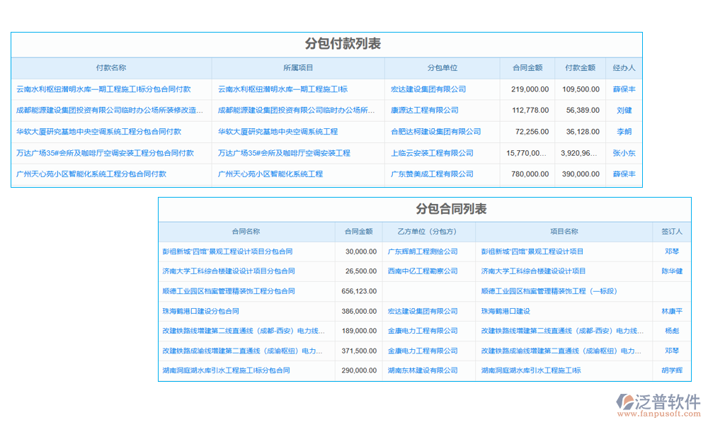 項(xiàng)目分包款支付管理軟件