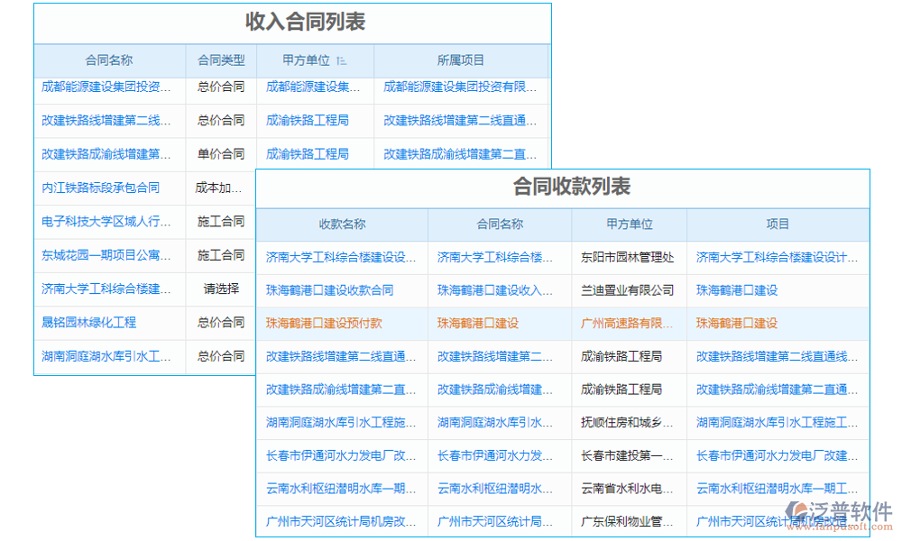 項(xiàng)目合同進(jìn)度款臺賬管理軟件的功能模塊